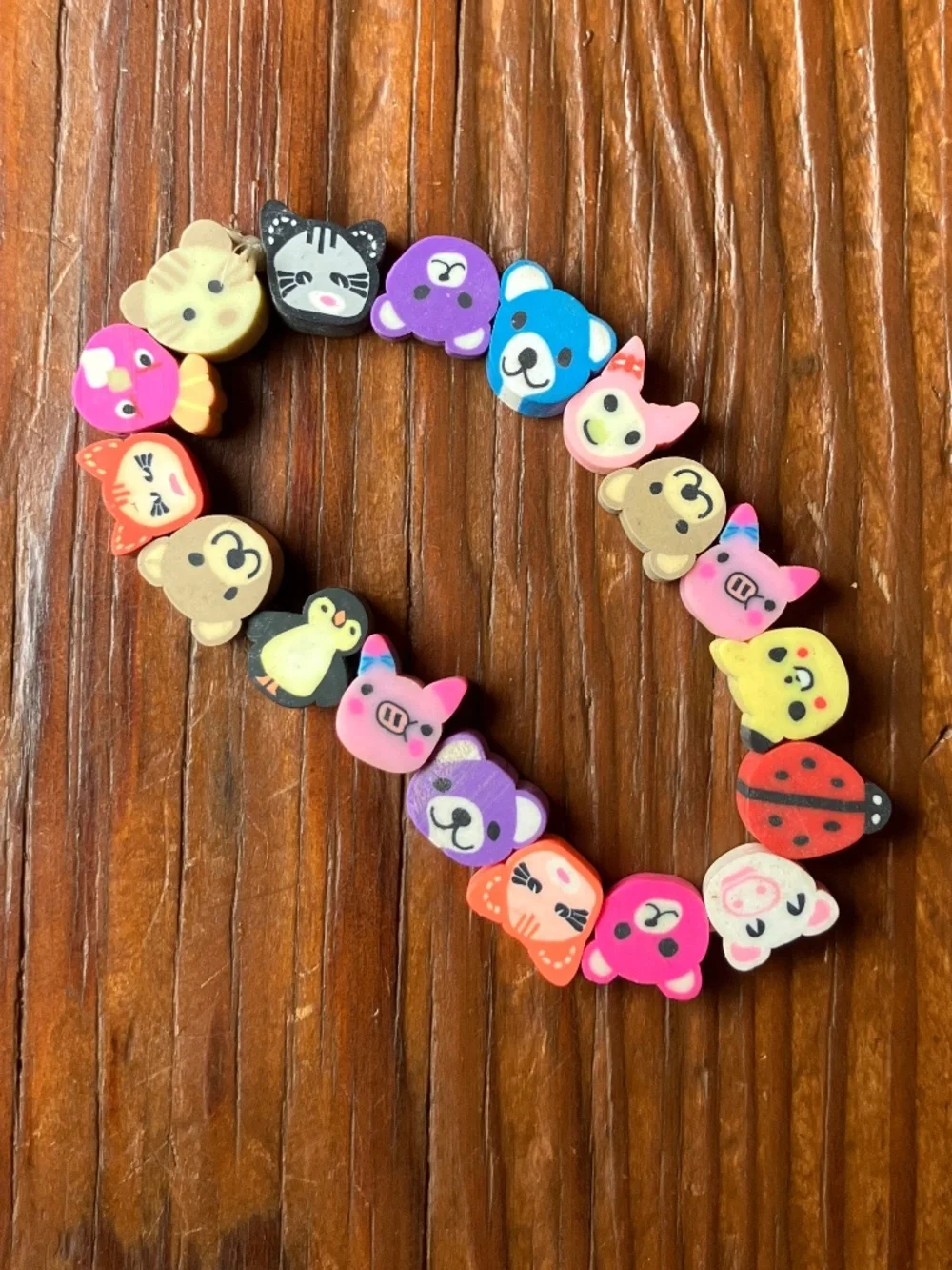 🌈 Set of 4 Handmade Y2K Polymer Clay Bead Bracelets | Kawaii Fruit & Floral